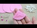 Very Easy Flower Craft Idea with Fabric - Hand Embroidery Designs - Amazing Trick - Sewing Hack -DIY