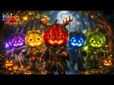 Cinco monstruitos saltando en la cama | Aventura de Halloween | BluLoo: Canciones infantiles y rimas