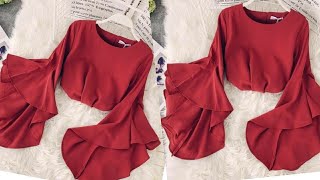 STYLISH TOP with RUFFLE SLEEVES DESIGN CUTTING AND STITCHING | simple and stylish