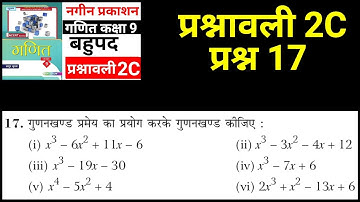 नगीन प्रकाशन कक्षा 9 प्रश्नावली 2C प्रश्न 17 बहुपद | Madhur Gupta Solutions by JP Sir | Ex 2C Q 17