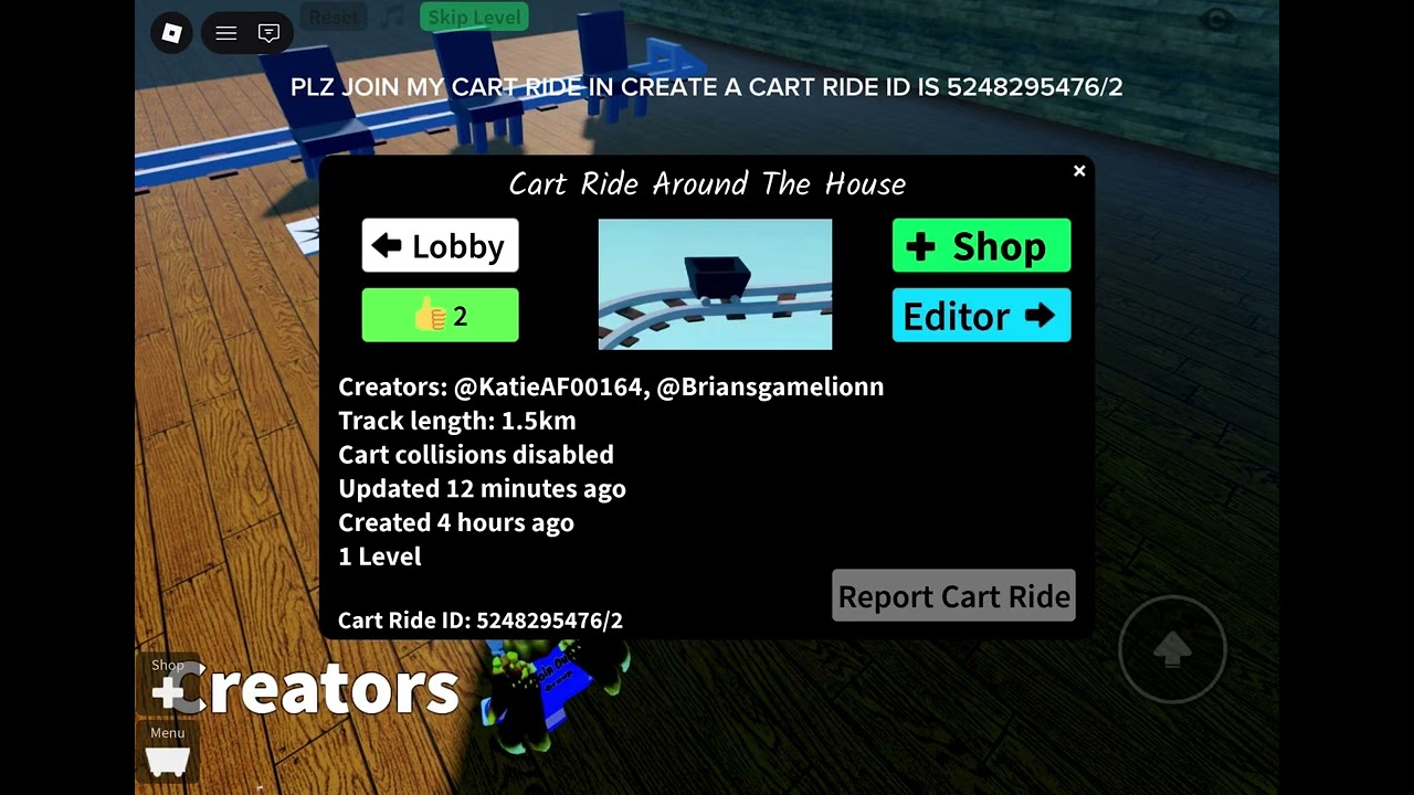 PLZ JOIN MY CART RIDE IN CREATE A CART RIDE ID IS 5248295476 