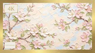 Cherry Blossom Wildflower Impasto | 4K Frame TV Art | 3h Silent Screensaver