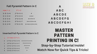 Part 5 | Pattern in C Language | Malayalam | Full Pyramid Pattern