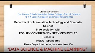 Data Science & Machine Learning Webinar (Workshop) in collaboration with Foslipy Pvt. Ltd
