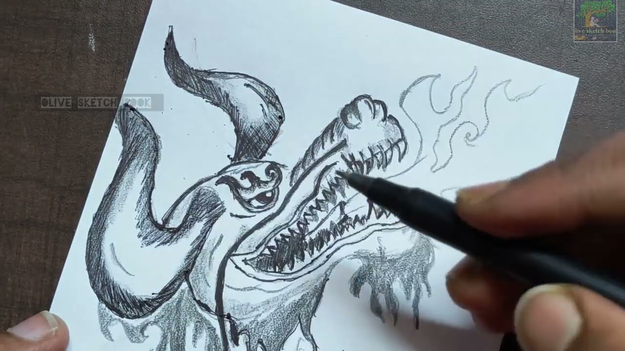 Drawing Fantasy Art | Dragon Pencil Sketch | Pencil Shading | Olive Sketch Book