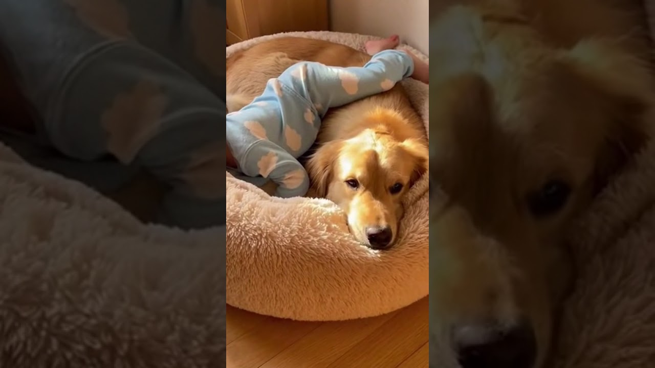 He loves his tiny human more than his own bed 🕊️🤍 #Shorts #cute