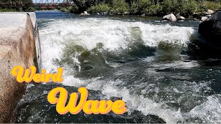 One Weird Wave! Boise River surfing on shaper 3 - learning to acid drop onto my surfboard