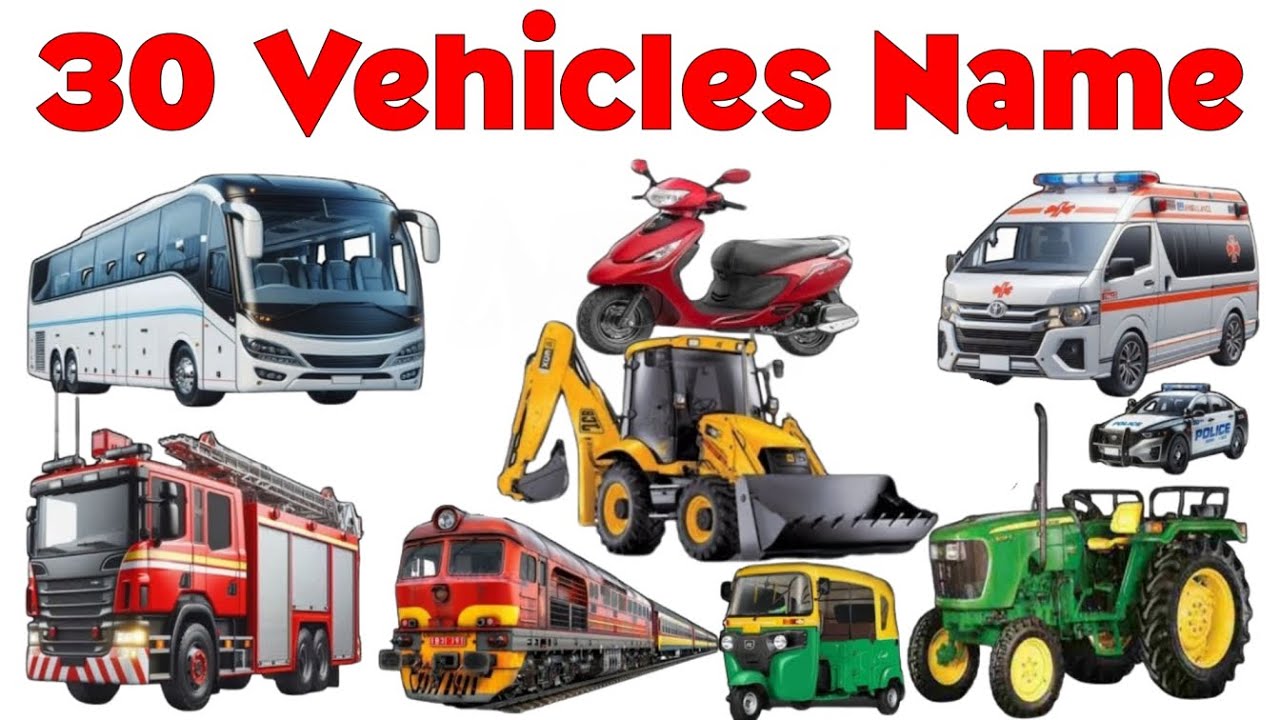 Learn 30 Vehicles Names for Kids 🚑| Learn Transport Vehicles Names and sound