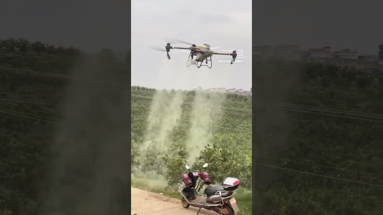 Demonstração do DJI AGRAS T50 com 4 bicos atomizadores, aumentando seu volume e capacidade de calda.