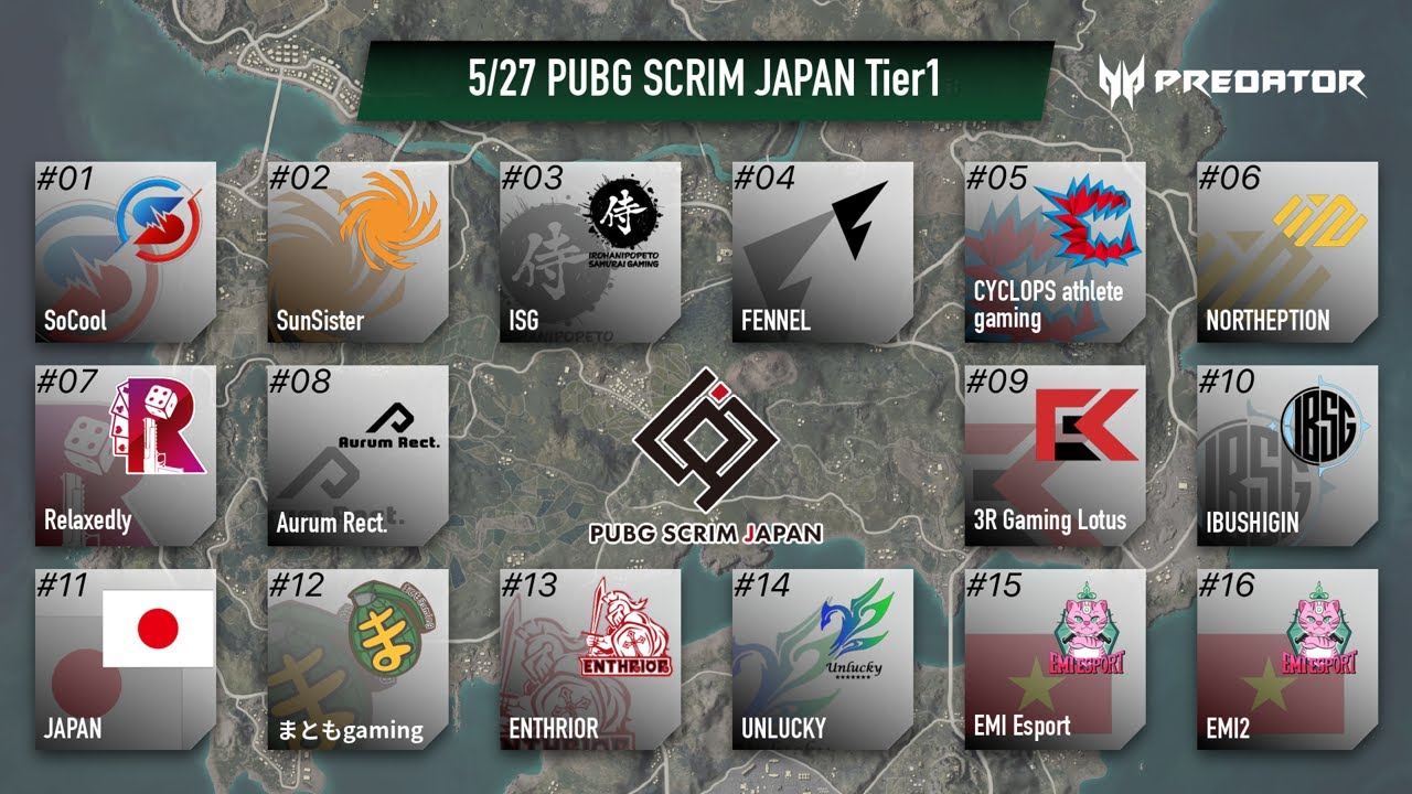 5/27(金) PUBG SCRIM JAPAN Tier1