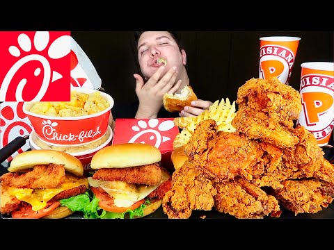 Delicious Chick-Fil-A & Popeyes Combo • MUKBANG