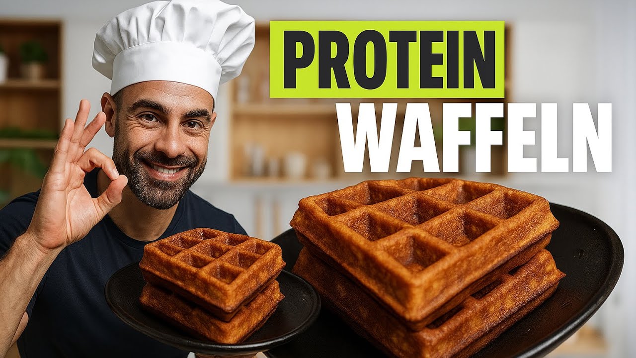 PROTEIN WAFFELN OHNE Eiweiss Pulver (4 Zutaten) 🧇 | Fitness Goeerki