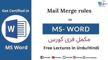 Mail Merge rules in MS Word, Computer Science Lecture | Sabaq.pk