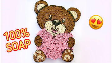 Teddy Bear made from 100% Soap Curls, Crispy Sounds, Soap Crunching, Oddly Satisfying Video