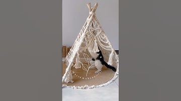My cat is so happy with this beautiful macrame cat tent I made for her