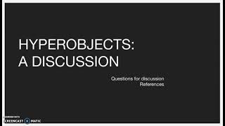 Hyperobjects: Philosophy and Ecology After the End of the World