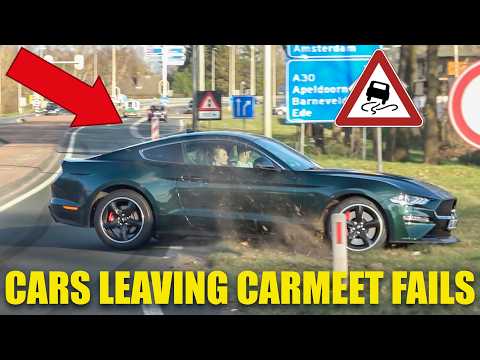 Cars Leaving Carmeets - BEST OF FAILS, CLOSE CALLS, ALMOST CRASHES! BMW M, Audi RS, Mustang, AMG Etc