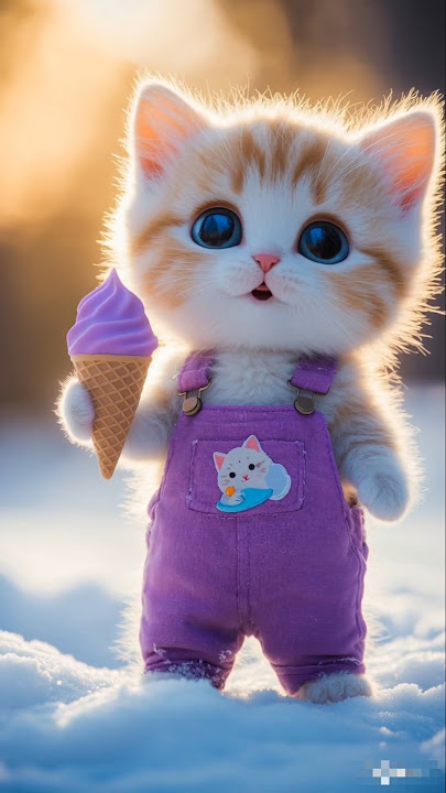 😺Cute cat eating delicious ice cream 🍦🥰 #cat #cute #dudidam #shorts