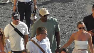Michael Jordan strolls in Capri hand-in-hand with his wife Yvette Prieto