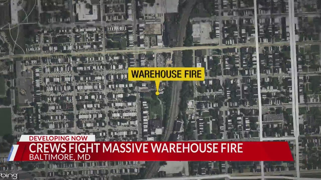 Crews battle large warehouse fire in Baltimore - YouTube