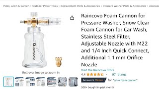 Raincovo Foam Cannon for Pressure Washer, Transparent Bottle Heavy Duty,  Soap Cannon Lance Adjustable, 1/4 Inch Quick Connect