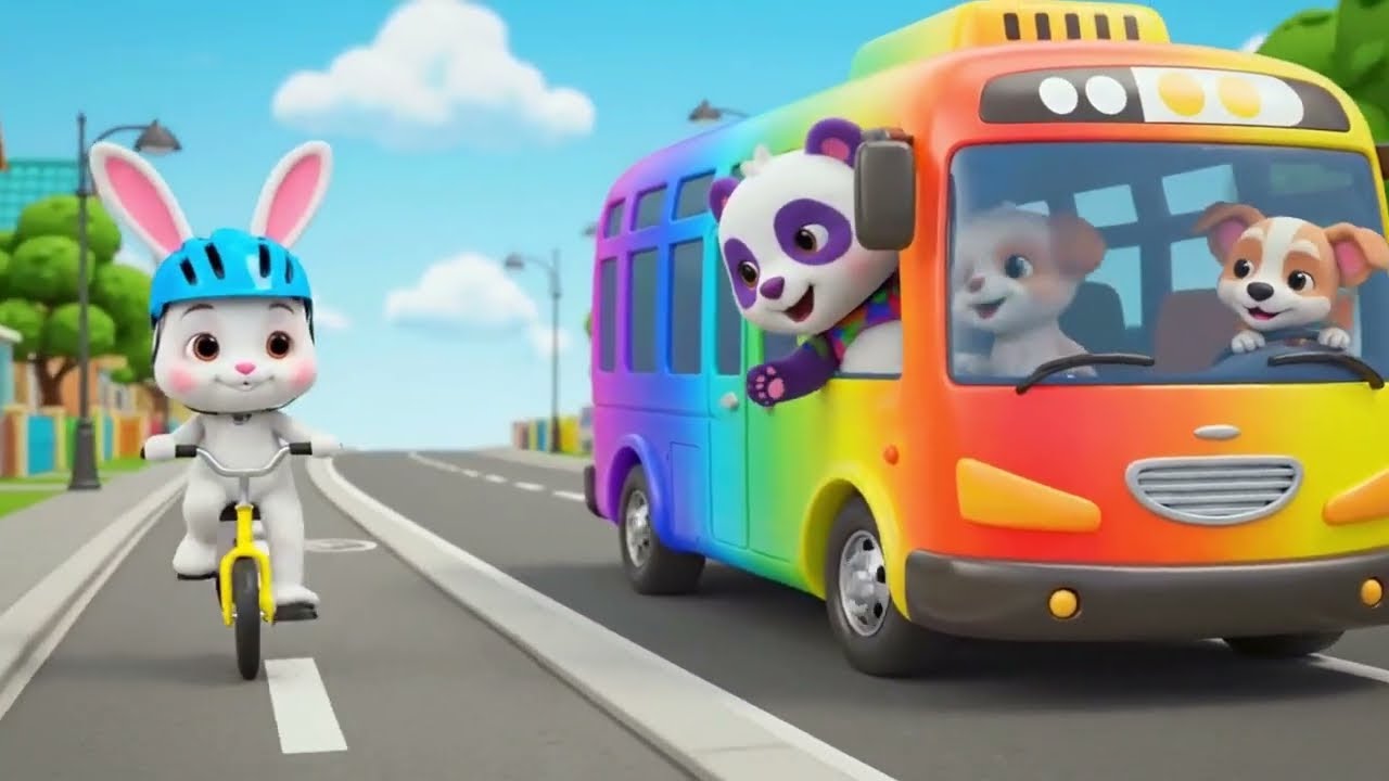 Wheels on the Bus Animal Journey | Cute Animals Sing a Fun Kids Nursery Rhyme