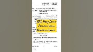 GNDU |B.Com.Sem 2 |Drug Abuse |Previous Years Question Papers