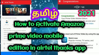How to Activate Amazon prime video mobile edition in airtel thanks app 2021 in Tamil