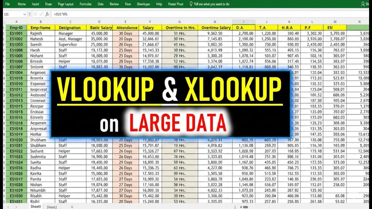 How To Apply VLOOKUP and XLOOKUP on Large Data in Excel (urdu) | Excel Lookup Formula
