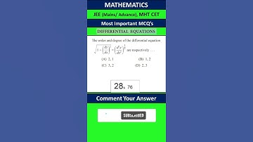 Differential Equations MCQs for JEE/ CET MCQs  │ Maths II  Differential Equations mcqs │JEE 2023