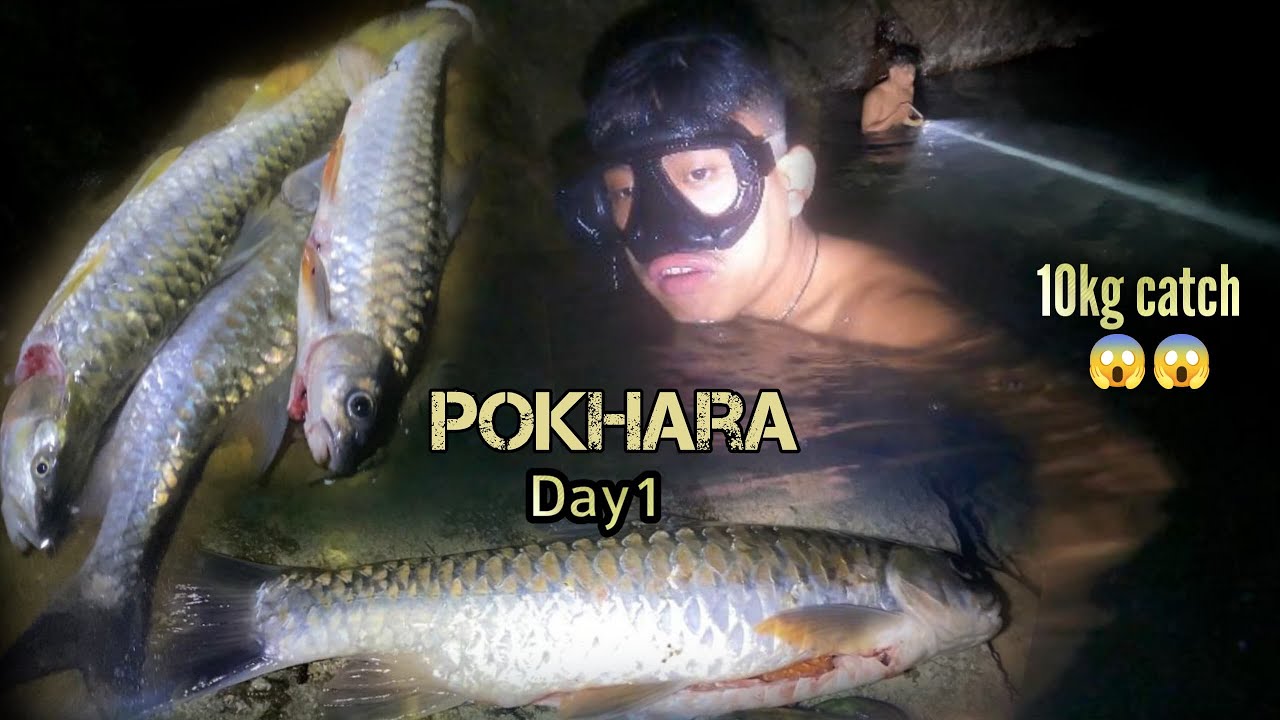 MARDI KHOLA NIGHT SPEAR FISHING (FISHING IN NEPAL 🇳🇵 POKHARA TOUR ( Day1 ) 