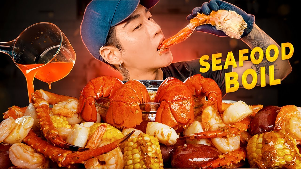 ASMR SEAFOOD BOIL MUKBANG   COOKING  EATING SOUNDS  Zach Choi ASMR