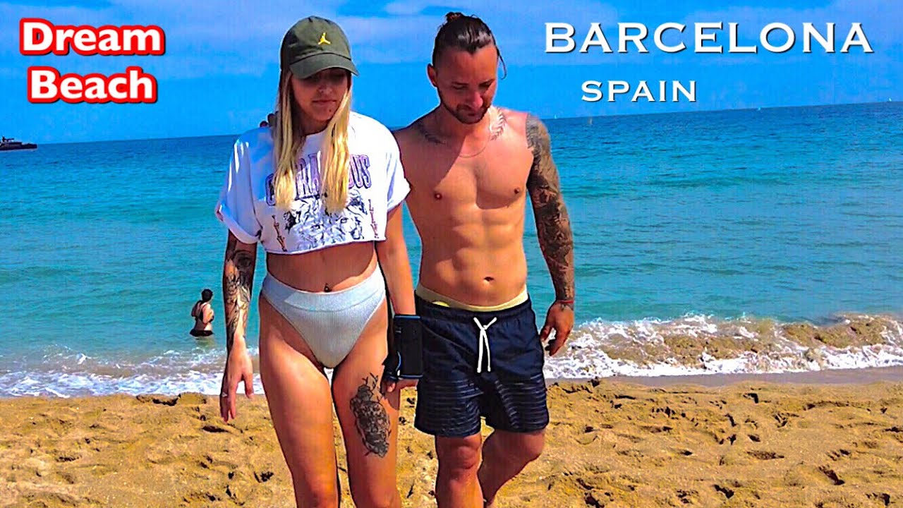 4K Beach Walk Spain - Dream Beach in Barcelona - 2022