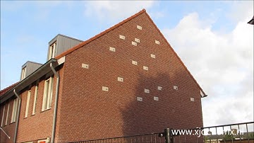 Gierzwaluwen vliegen neststenen in, Waterstraat Nijmegen