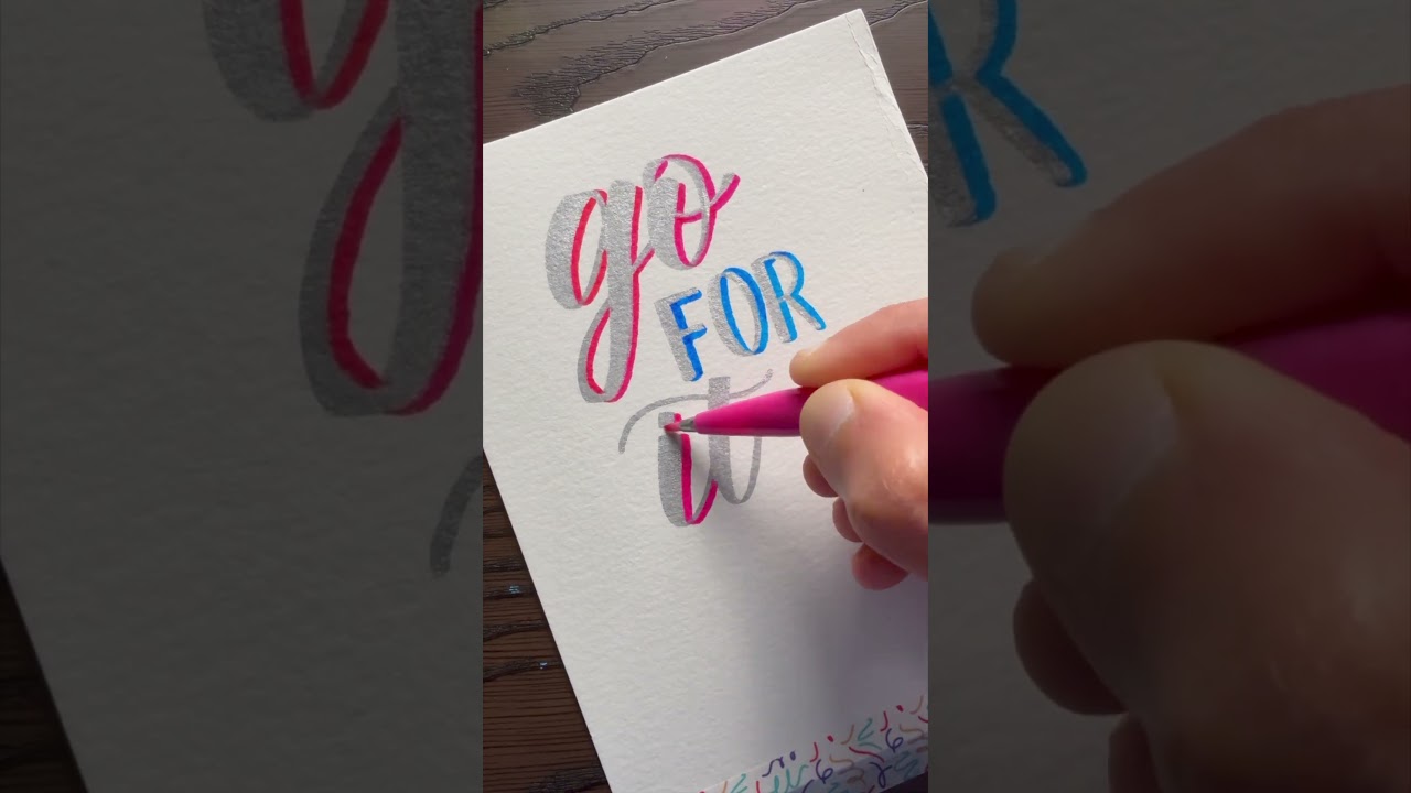 &lsquo;Go For It&rsquo; Calligraphy | Silver Marker + Colorful Shadow ASMR Lettering