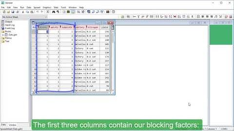 Split-plot design using Genstat
