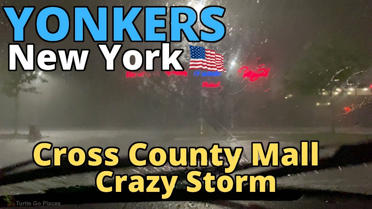 Yonkers Cross County Center Night Rain Watching Inside Car. Westchester ...