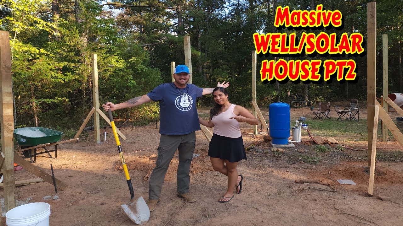 COUPLE BUILDS SOLAR WELL HOUSE | cabin build | well | solar | house  | homesteading | sawmill | DIY