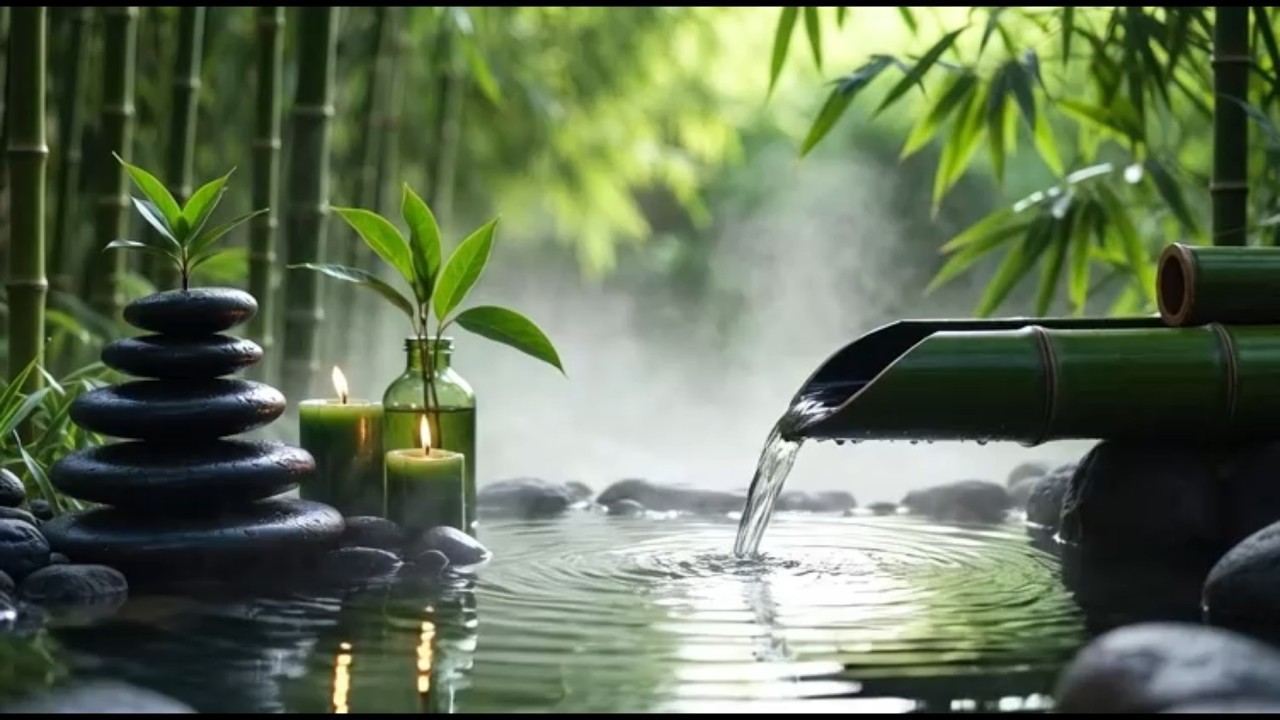 Relaxing Music Bamboo Water Fountain Meditation Music Sleep Music | Stress Relief Music.