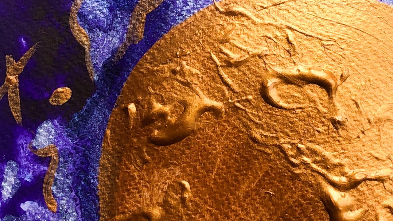 Серия полнолуний #4 Gold Watercolor Full Moon 🌕