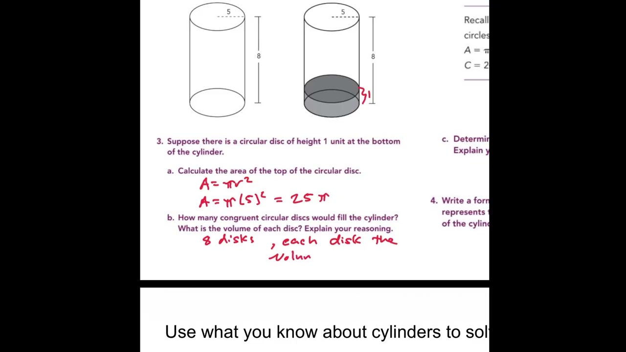 Math 8 - Unit 5 - Topic 2 - Part 1 - Day 1 Cylinders Volume and Surface Area