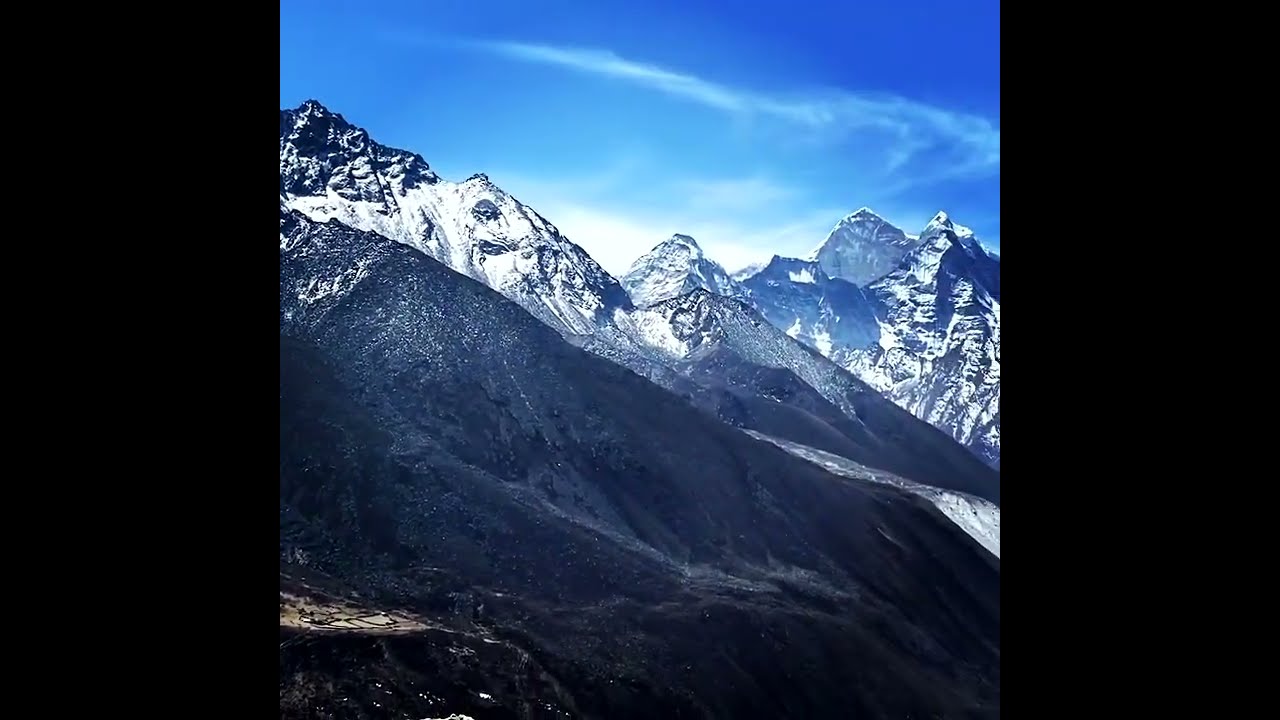 himalaya, panoramic view of himalayas mountains, Mount Everest with  beautiful sky and Khumbu Glacier - way to Everest base camp, Khumbu valley,  Sagarm Stock Photo - Alamy