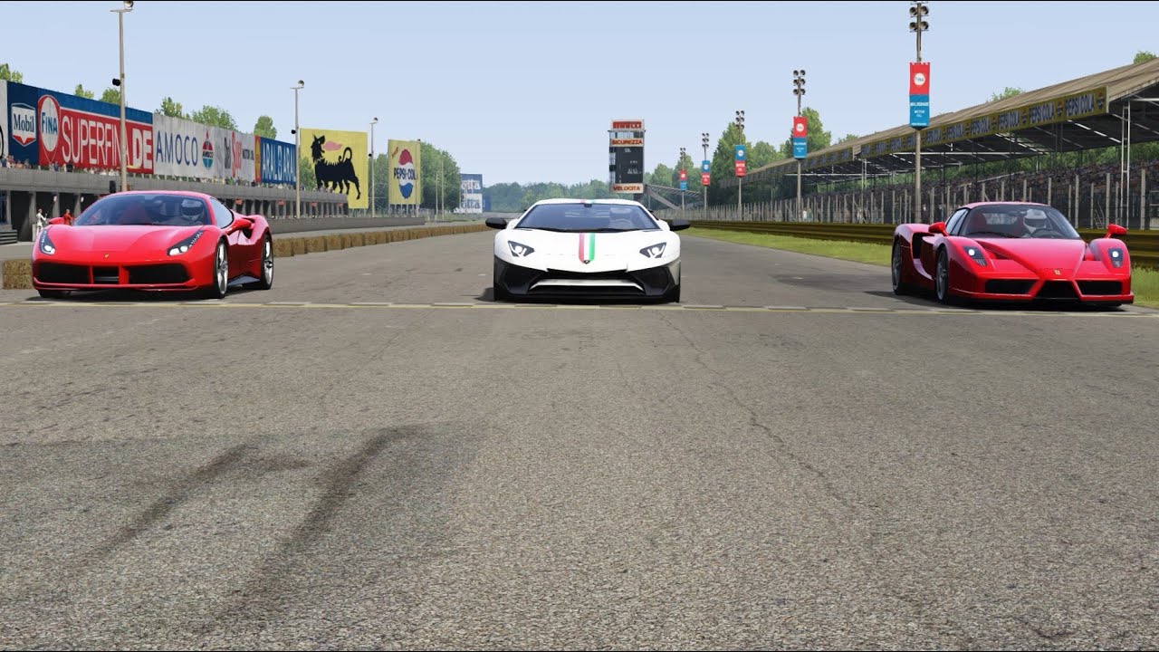 Aventador SV vs Ferrari 488 GTB vs Ferrari Enzo at Monza