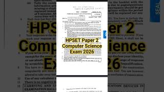 HP SET Computer Science exam 7 june 2026 #hpset #examanalysis