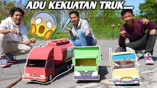 TES KEKUATAN TRUK KARDUS ADA TRUK TANGKI, TRUK SAMPAH DAN TRUK 0LENG, ARIK MENANG! | Mikael TubeHD