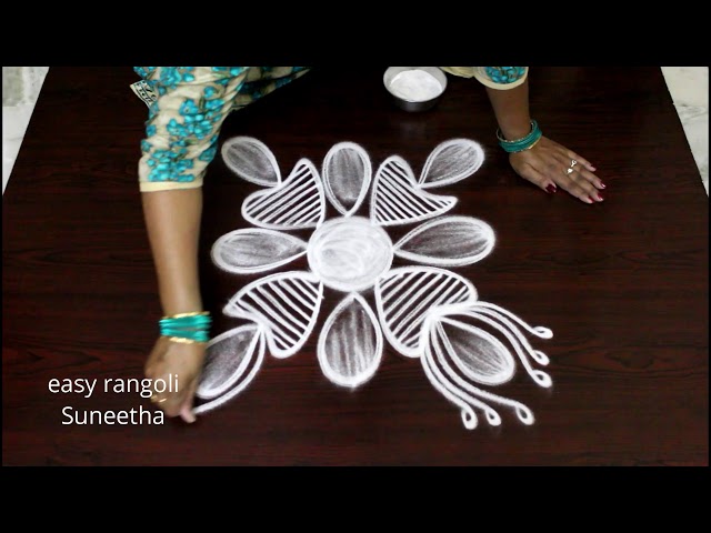 Simple n cute  kolam  || free hand designs ||  easy rangoli  muggulu  || beautiful patterns class=