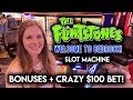 NEW! Fintstones Slot Machine! BONUSES + CRAZY $100 GAMBLE!!