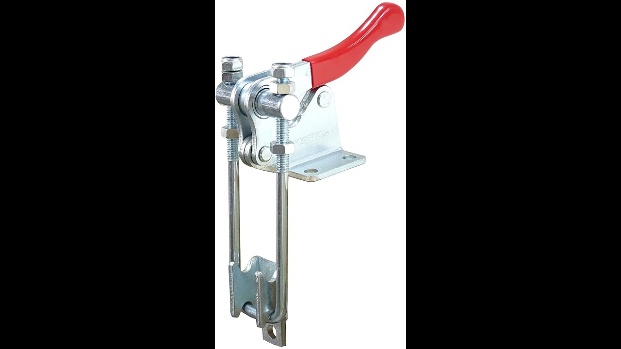 POWERTEC 20324 Latch Action Toggle Clamp w Threaded U Bolt and Red Vinyl Handle Grip