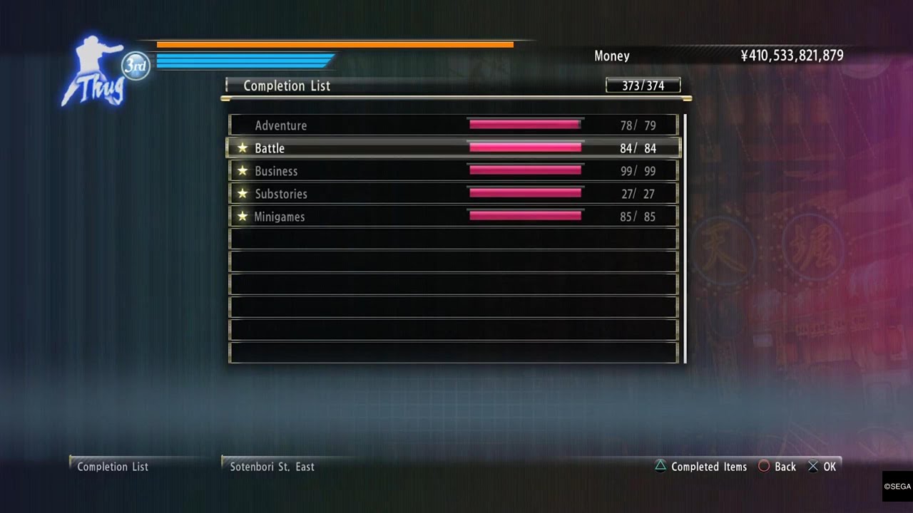 YAKUZA 0 D&T store - 100% Completion List for everything in the Battle Section