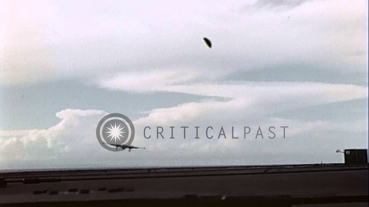 A North American AJ (A-2) Savage aircraft lands on the flight deck of USS Midway ...HD Stock Footage